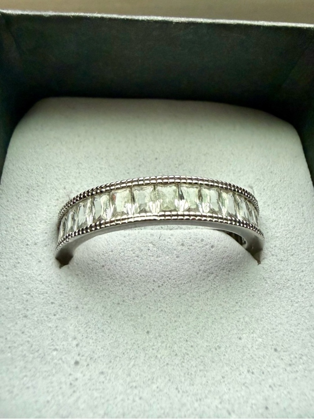 NEW! 14 k White gold plated Clear Stone Eternity Band Classic Sparkle
